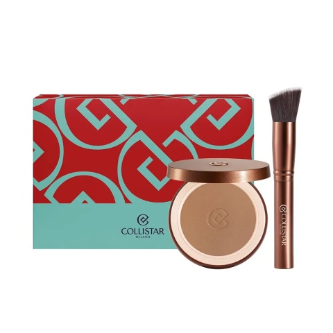 Zestaw Collistar Terra Silk Effect Bronzing Powder 4,4 Hawaii Matte + Contouring Brush